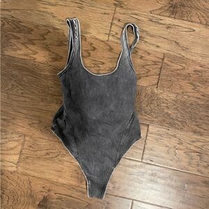 Free People Charcoal Washed Bodysuit